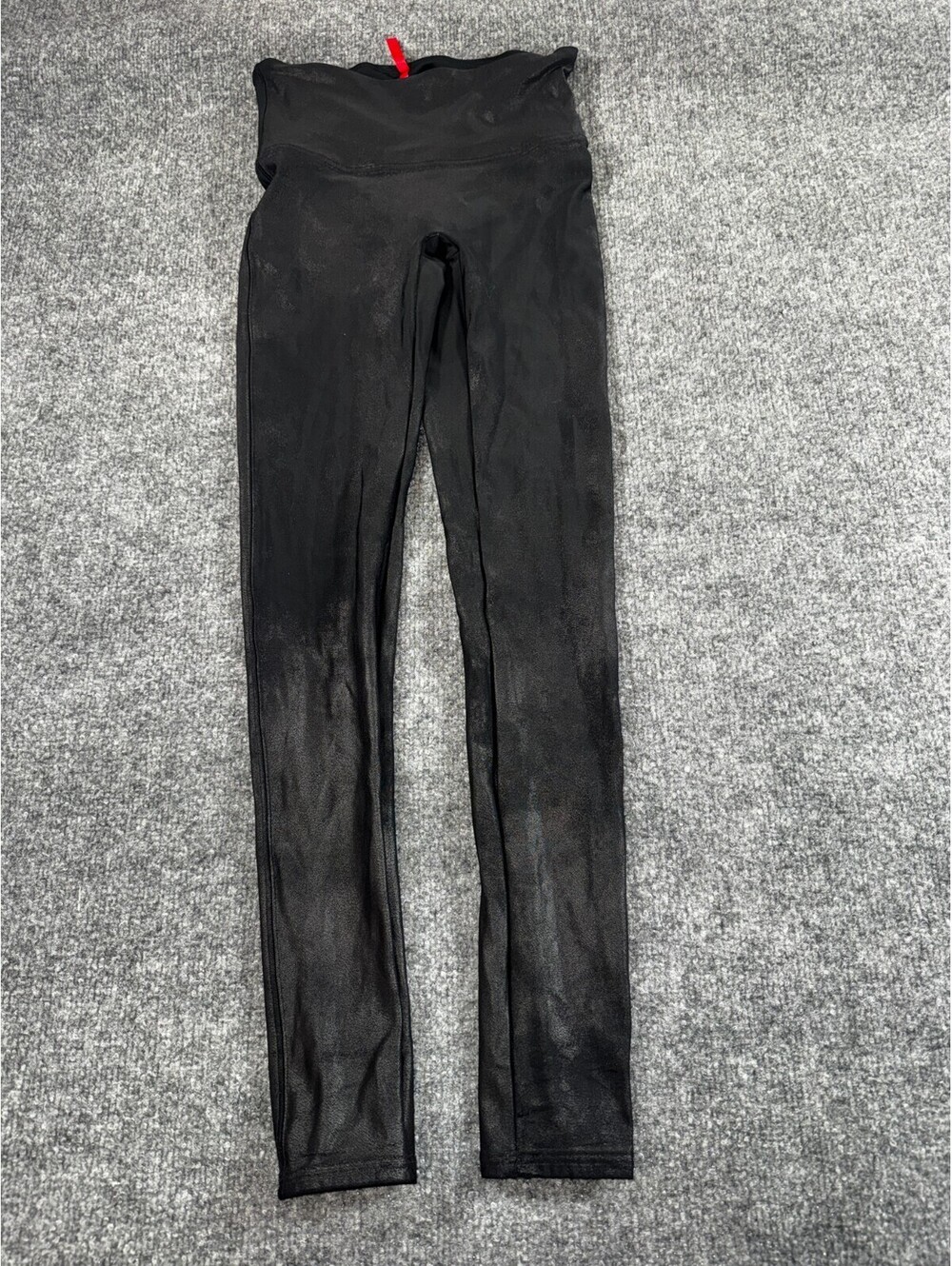 Spanx Womens Leggings Medium Black Faux Leather High Waist Yoga Running Gym Wear